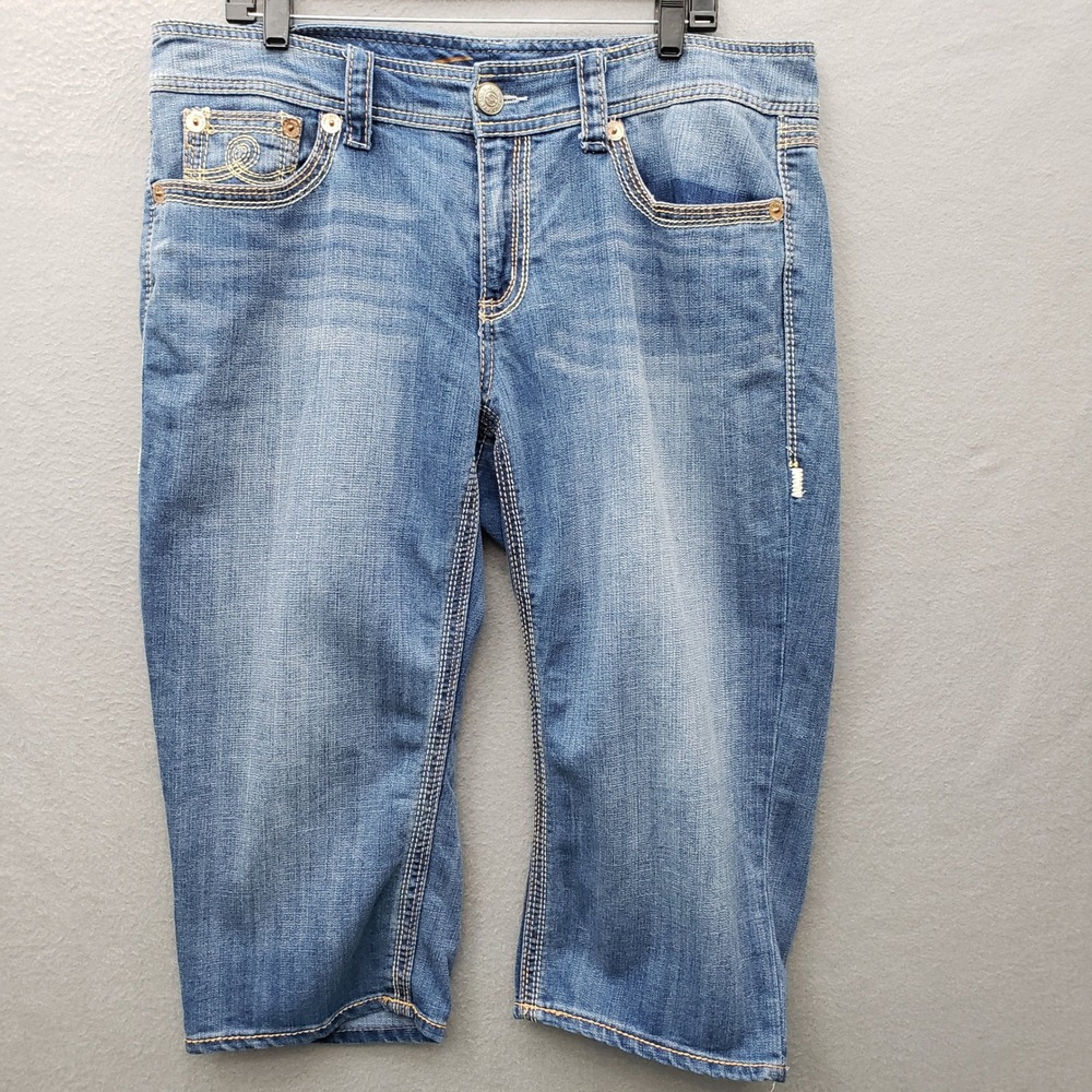 Seven7 Luxe Denim Capri Pants Blue Cropped Jeans Casual Momcore Plus Size 18